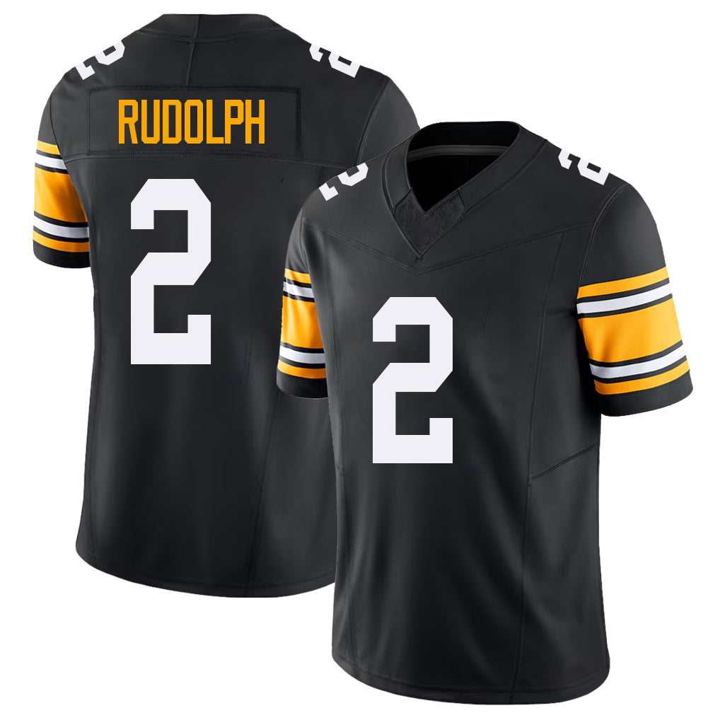 Pittsburgh #2 Rudolph Black Player Football V Neck Short Sleeve Jersey Mason For Men Youth Women Gift