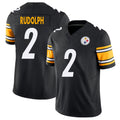 Pittsburgh #2 Rudolph Player Football V Neck Short Sleeve Black Jersey Mason For Men Youth Women Gift