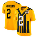 Pittsburgh #2 Rudolph Player Football V Neck Short Sleeve Gold Jersey Mason For Men Youth Women Gift