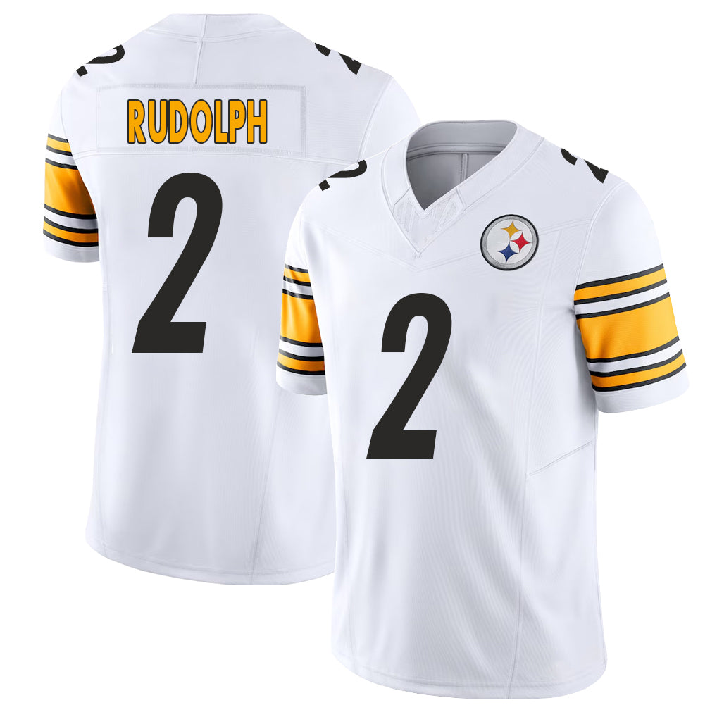 Pittsburgh #2 Rudolph Player Football V Neck Short Sleeve White Jersey Mason For Men Youth Women Gift