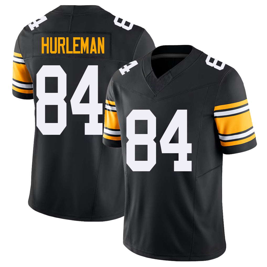 Pittsburgh #84 Hurleman Black Player Football V Neck Short Sleeve Jersey Max For Men Youth Women Gift
