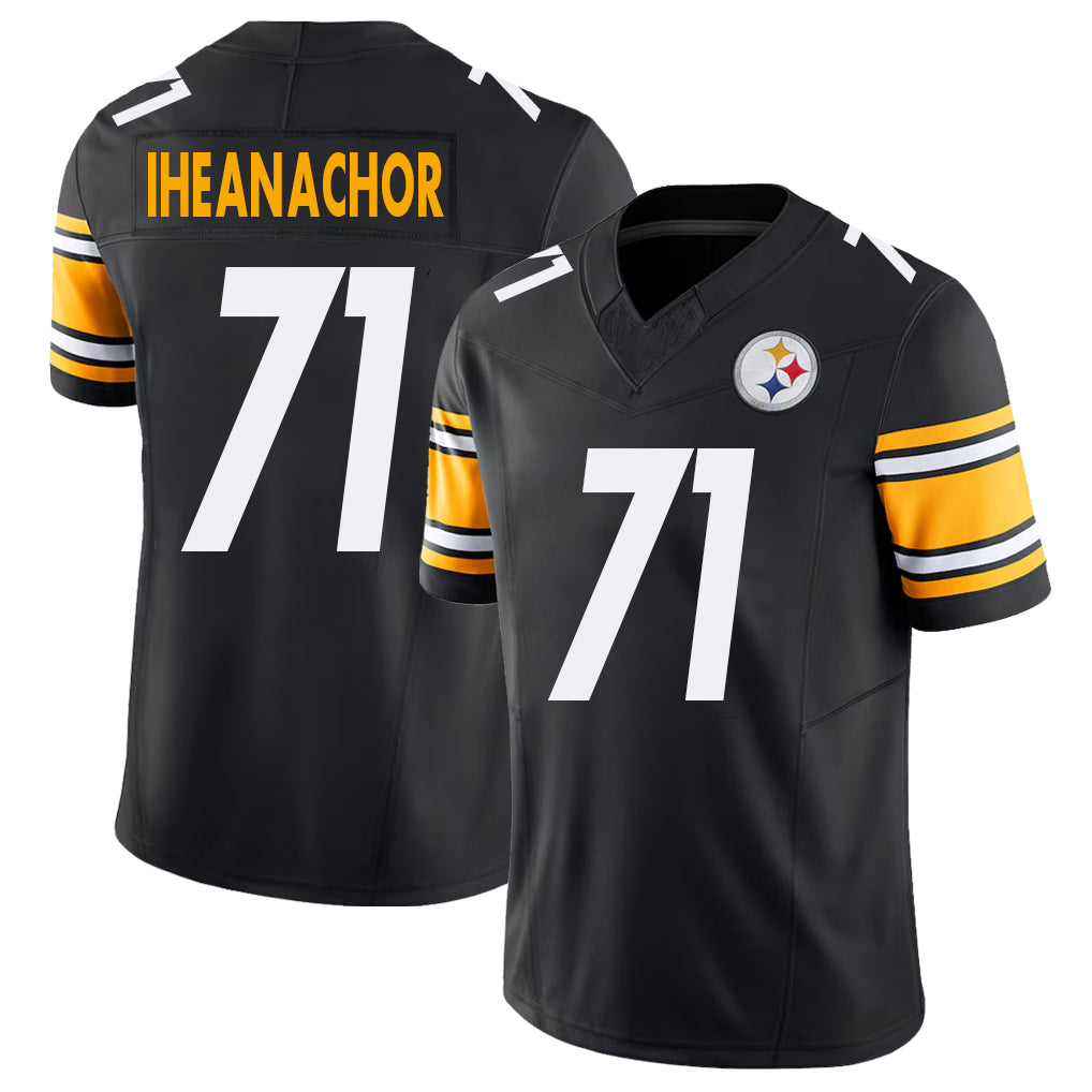 Pittsburgh #71 Iheanachor Player Football V Neck Short Sleeve Black Jersey Max For Men Youth Women Gift