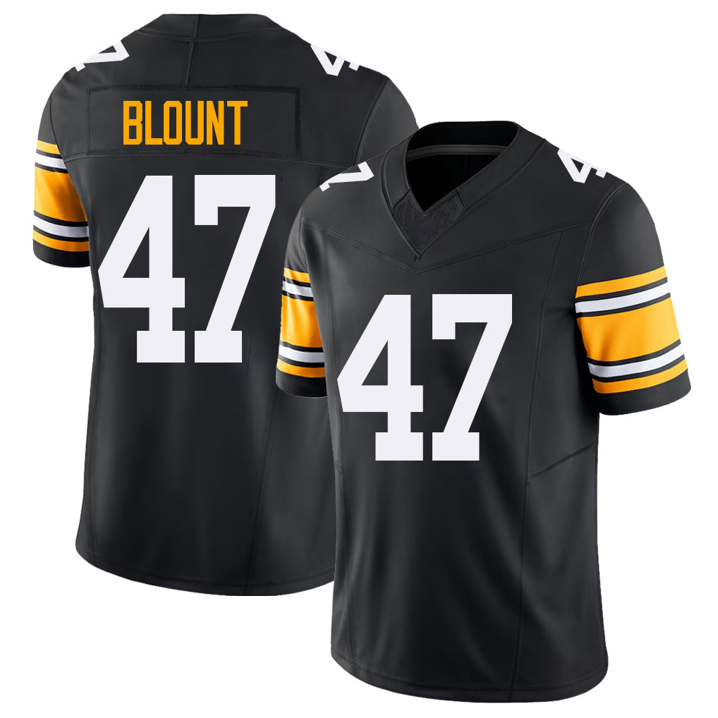 Pittsburgh #47 Blount Black Player Football V Neck Short Sleeve Jersey Mel For Men Youth Women Gift