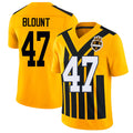 Pittsburgh #47 Blount Player Football V Neck Short Sleeve Gold Jersey Mel For Men Youth Women Gift