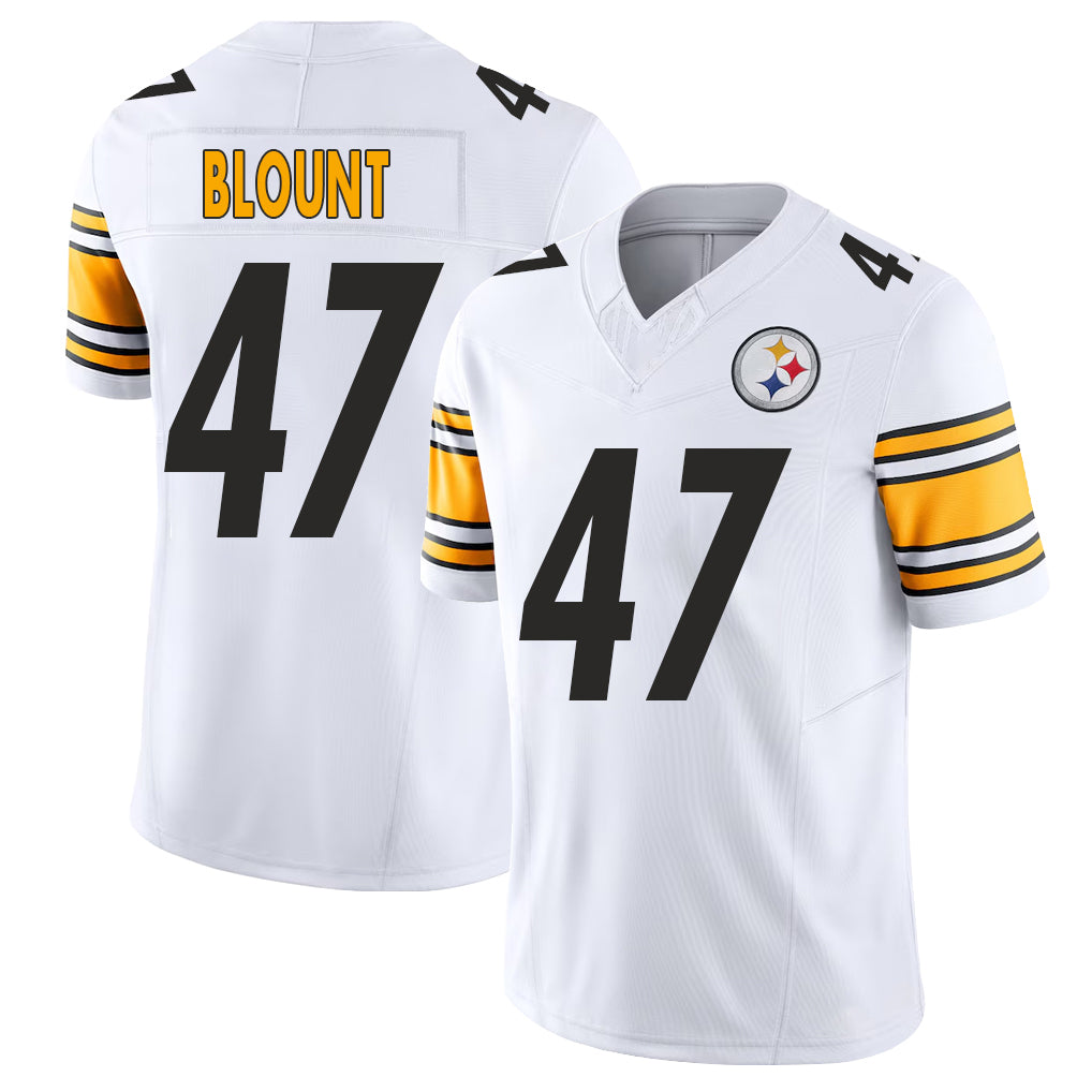 Pittsburgh #47 Blount Player Football V Neck Short Sleeve White Jersey Mel For Men Youth Women Gift