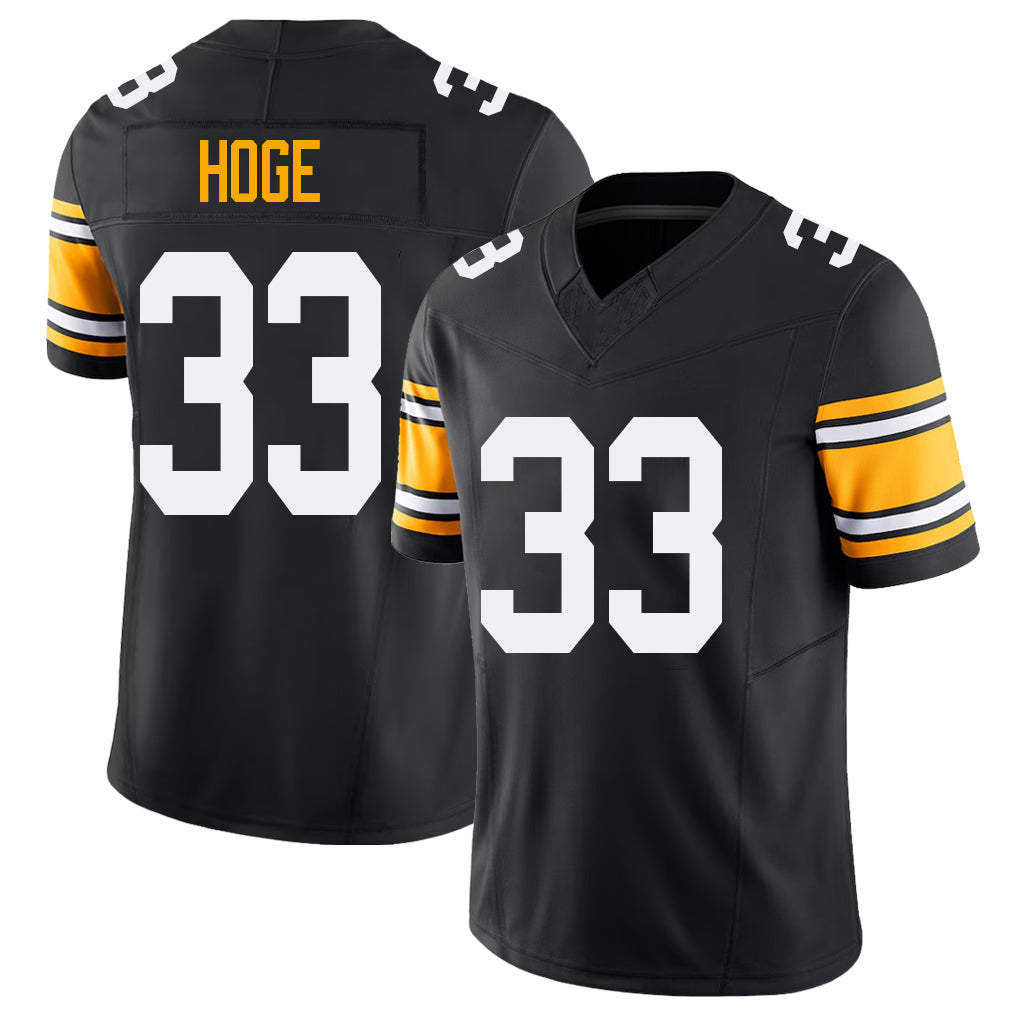 Pittsburgh #33 Hoge Black Player Football V Neck Short Sleeve Jersey Merril For Men Youth Women Gift