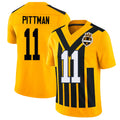 Pittsburgh #11 Pittman Player Football V Neck Short Sleeve Gold Jersey Michael For Men Youth Women Gift