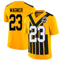 Pittsburgh #23 Wagner Player Football V Neck Short Sleeve Gold Jersey Mike For Men Youth Women Gift