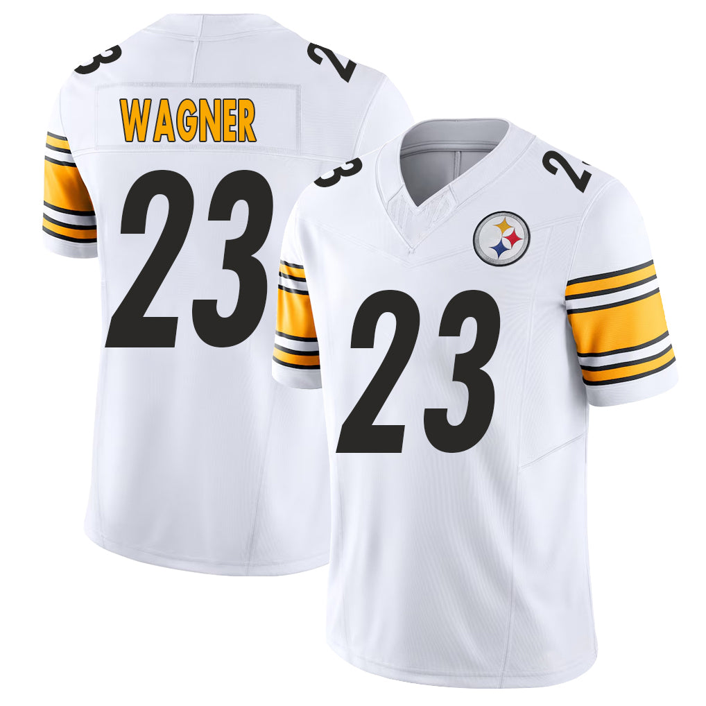 Pittsburgh #23 Wagner Player Football V Neck Short Sleeve White Jersey Mike For Men Youth Women Gift