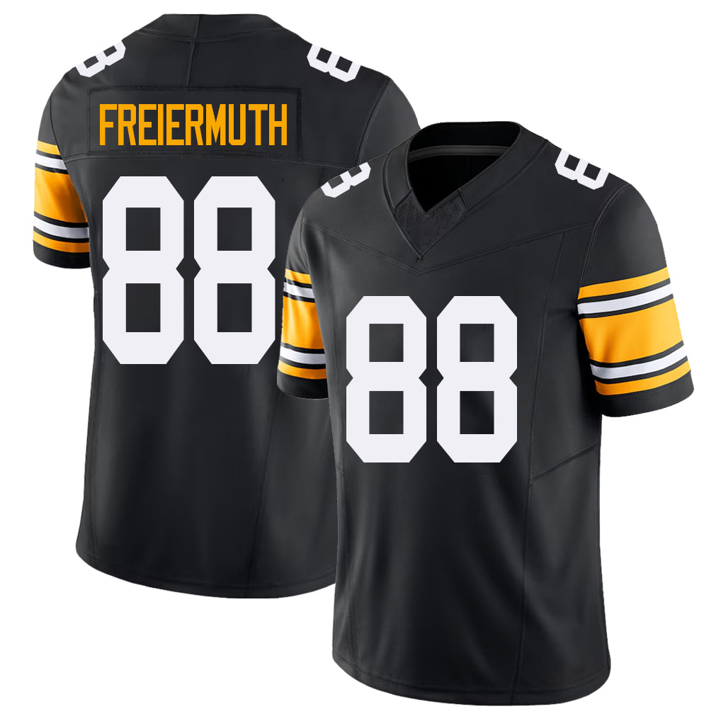 Pittsburgh #88 Freiermuth Black Player Football V Neck Short Sleeve Jersey Pat For Men Youth Women Gift