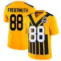 Pittsburgh #88 Freiermuth Player Football V Neck Short Sleeve Gold Jersey Pat For Men Youth Women Gift