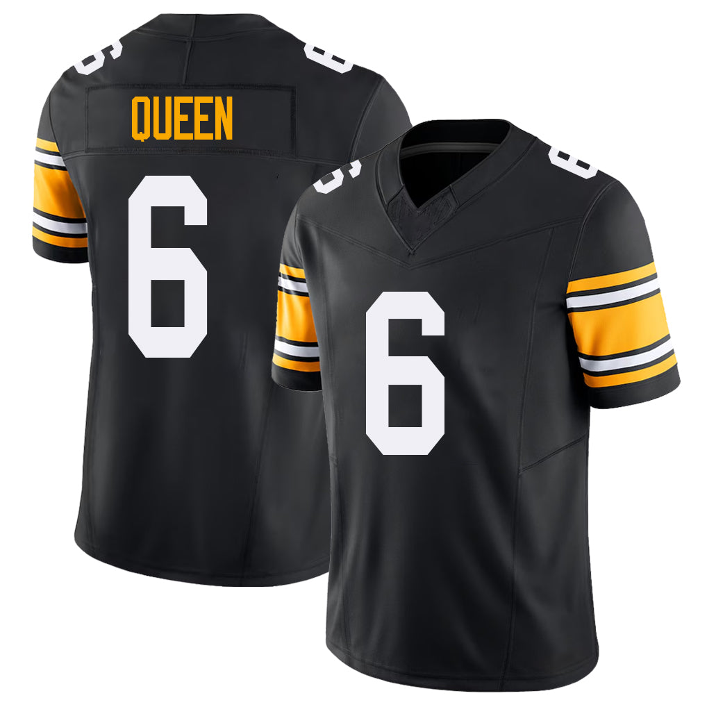 Pittsburgh #6 Queen Black Player Football V Neck Short Sleeve Jersey Patrick For Men Youth Women Gift