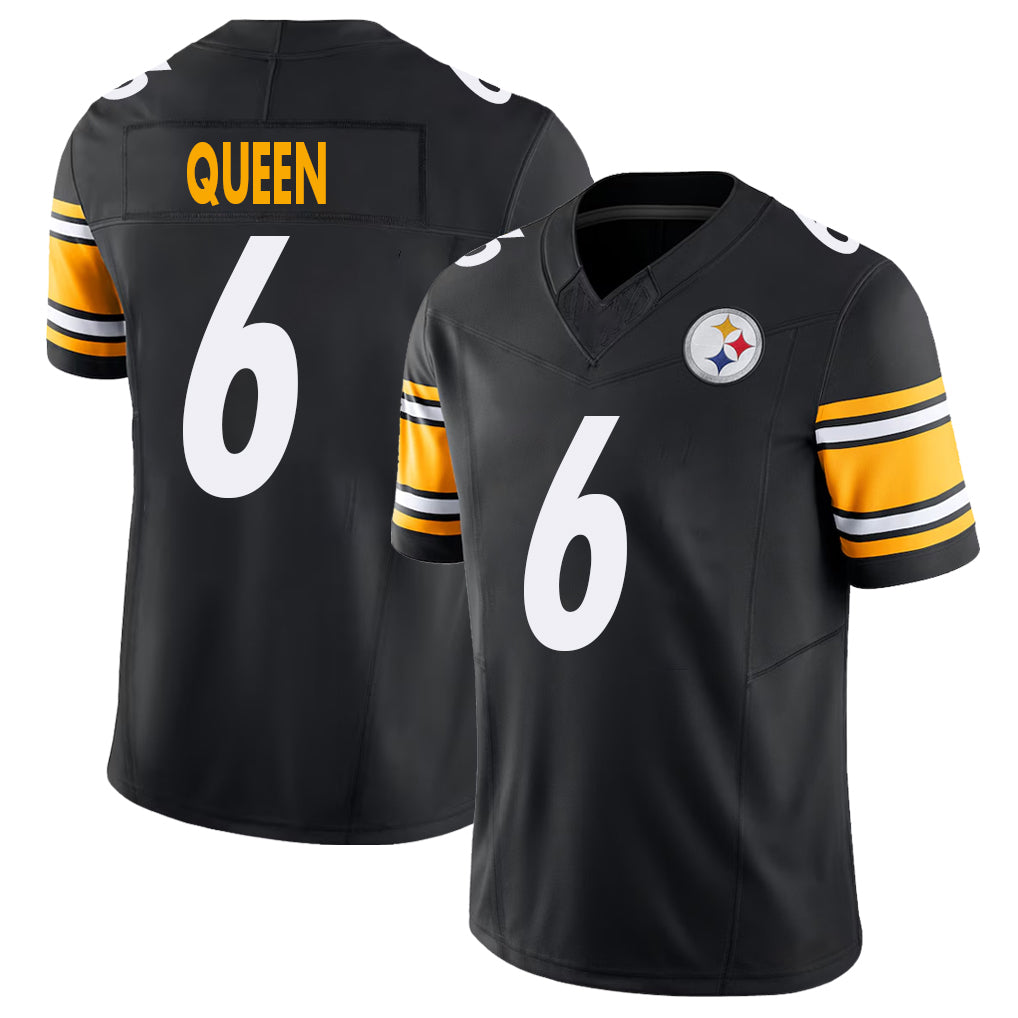 Pittsburgh #6 Queen Player Football V Neck Short Sleeve Black Jersey Patrick For Men Youth Women Gift