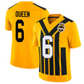 Pittsburgh #6 Queen Player Football V Neck Short Sleeve Gold Jersey Patrick For Men Youth Women Gift