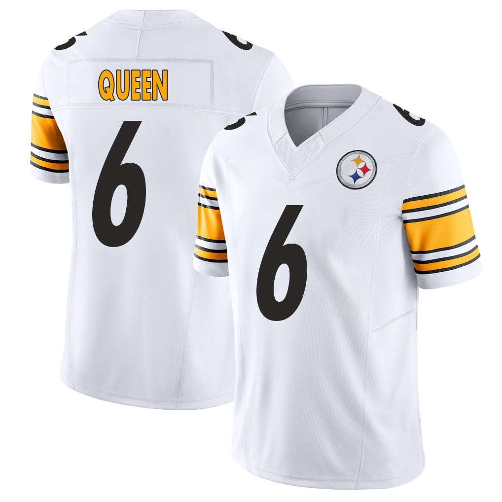 Pittsburgh #6 Queen Player Football V Neck Short Sleeve White Jersey Patrick For Men Youth Women Gift