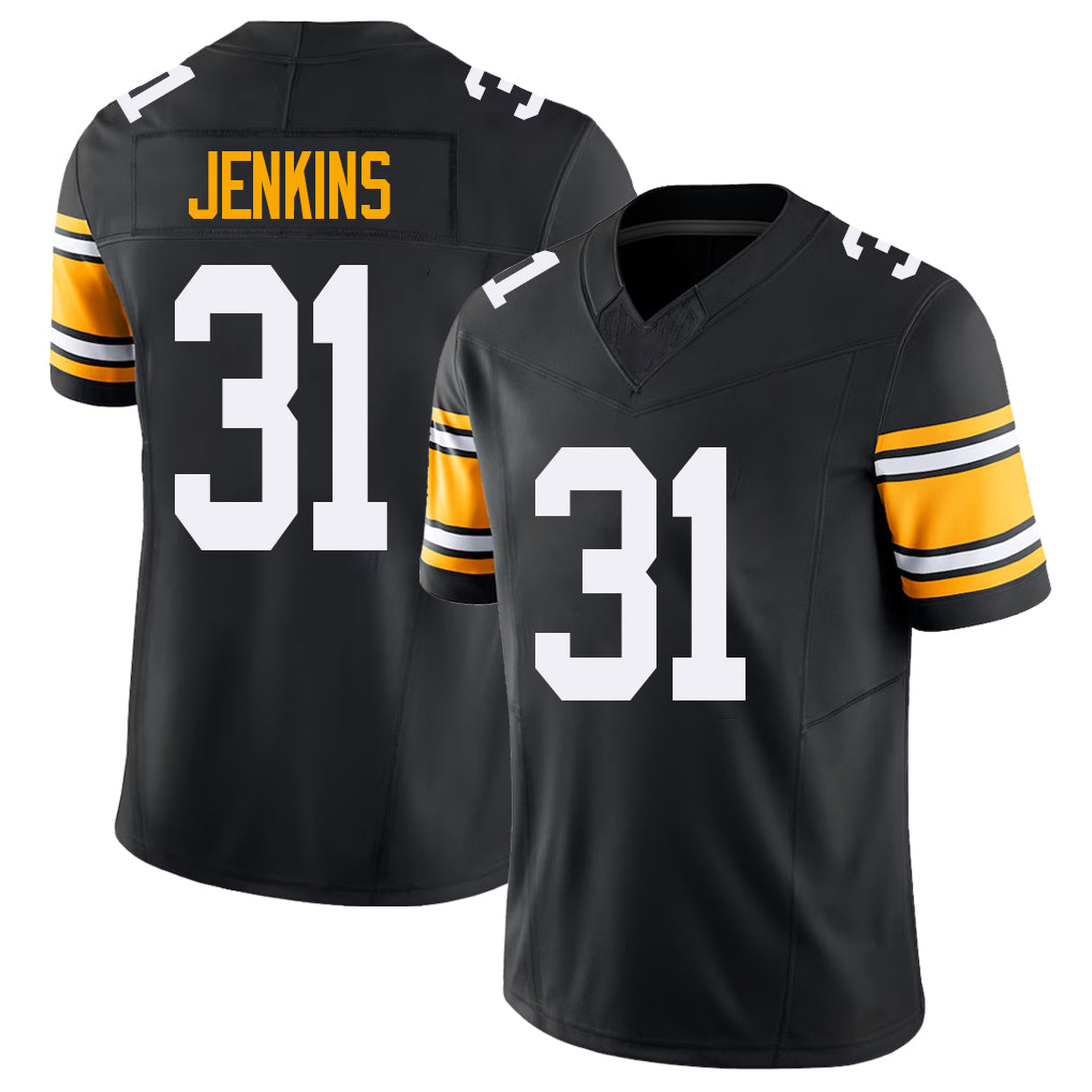 Pittsburgh #31 Jenkins Black Player Football V Neck Short Sleeve Jersey Rayshawn For Men Youth Women Gift