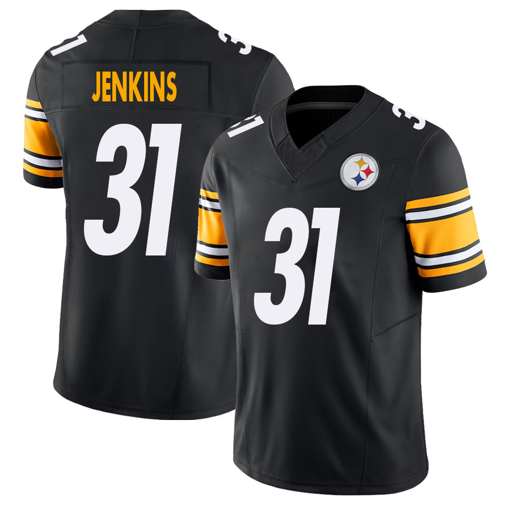 Pittsburgh #31 Jenkins Player Football V Neck Short Sleeve Black Jersey Rayshawn For Men Youth Women Gift