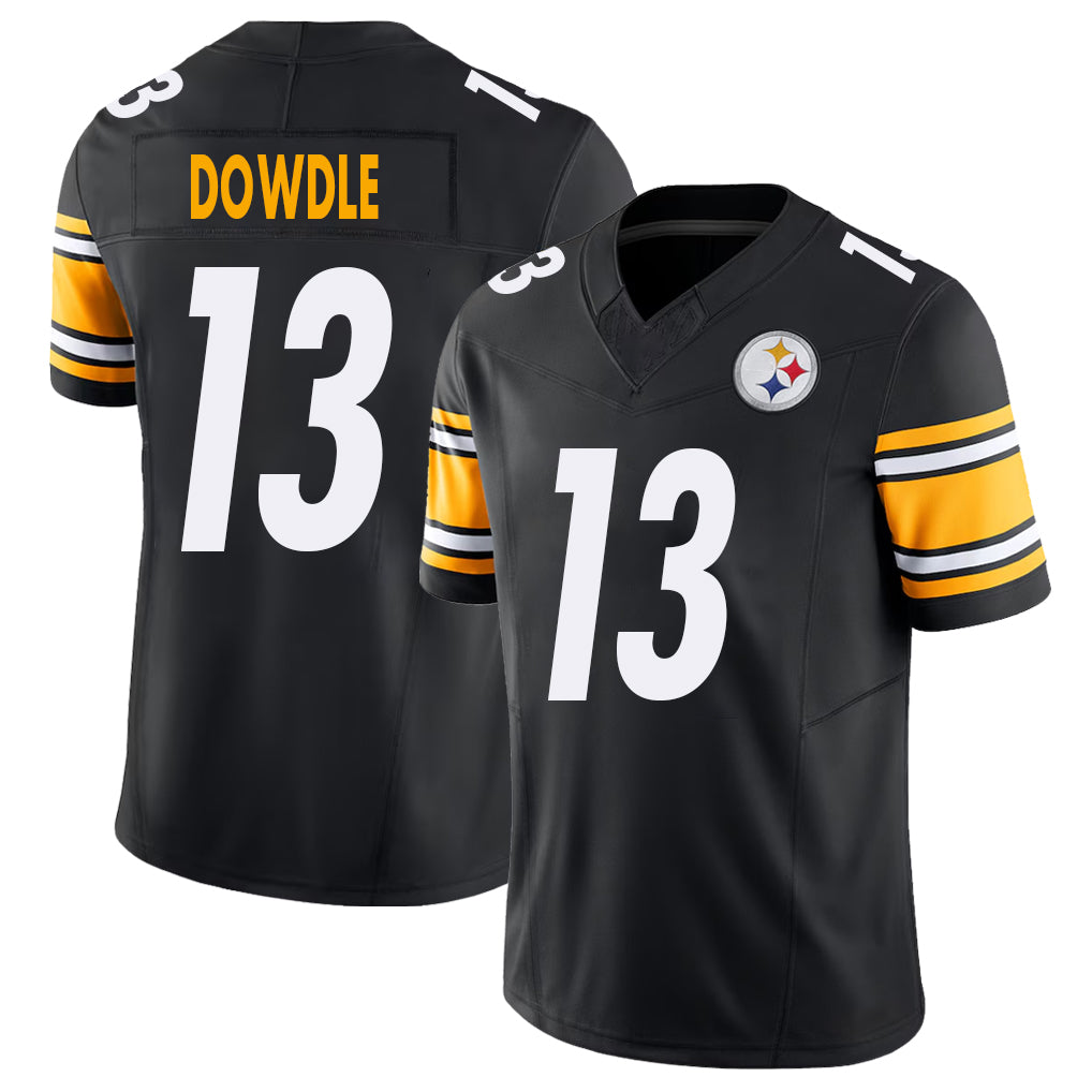 Pittsburgh #13 Dowdle Player Football V Neck Short Sleeve Black Jersey Rico For Men Youth Women Gift