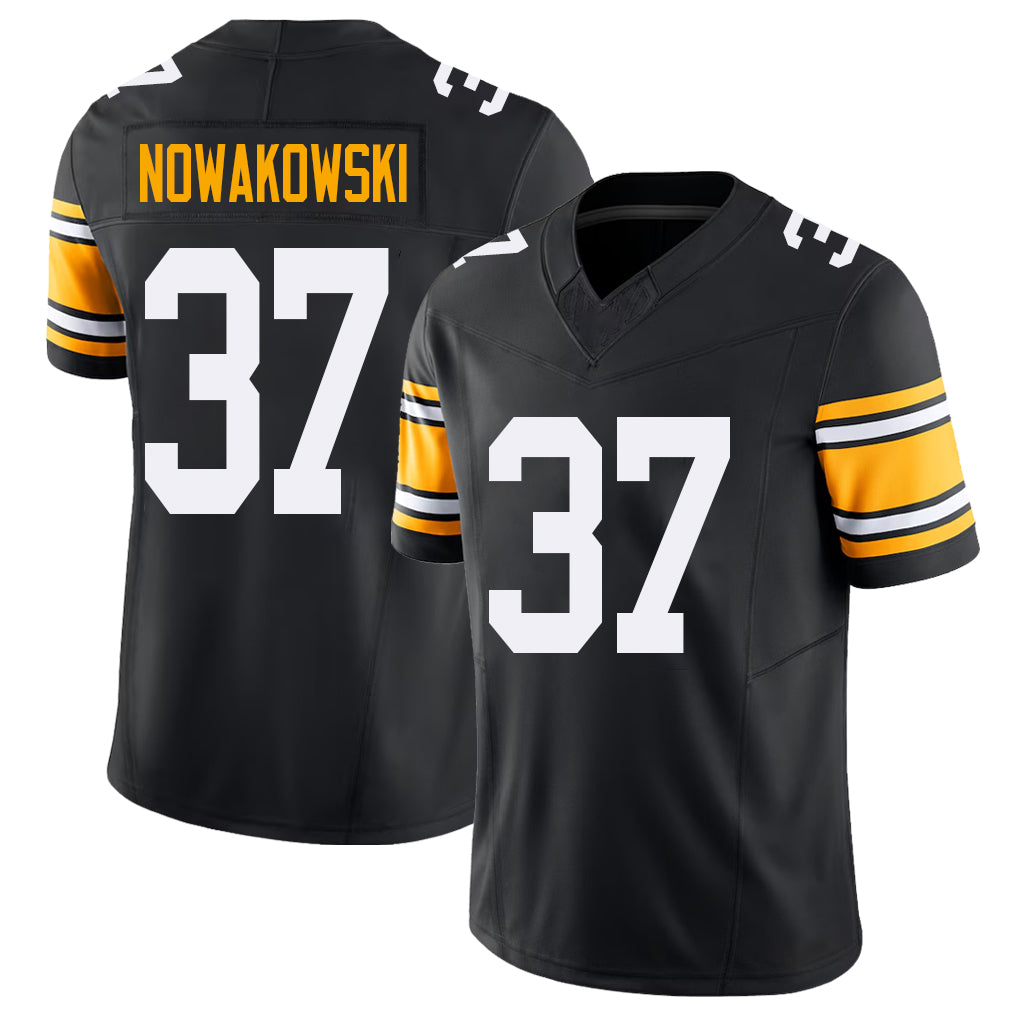 Pittsburgh #37 Nowakowski Black Player Football V Neck Short Sleeve Jersey Riley For Men Youth Women Gift