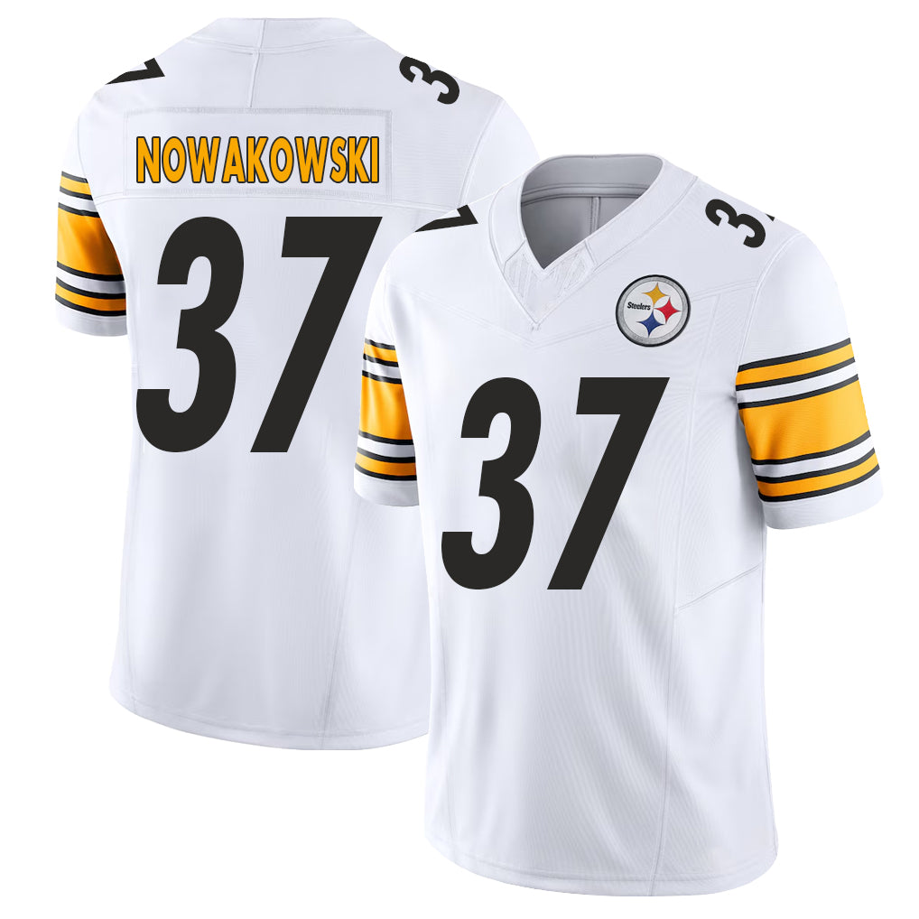 Pittsburgh #37 Nowakowski Player Football V Neck Short Sleeve White Jersey Riley For Men Youth Women Gift