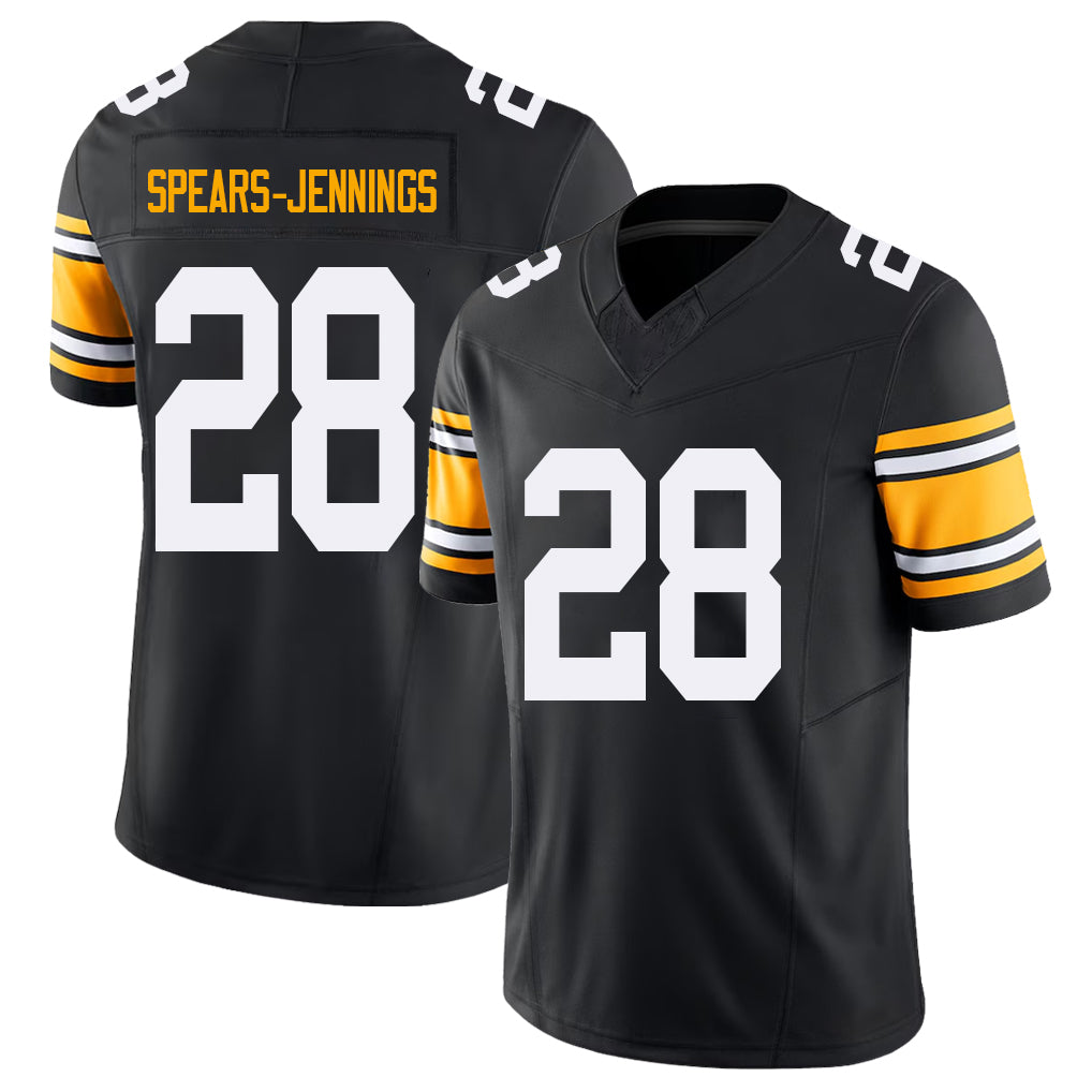 Pittsburgh #28 Spears-Jennings Black Player Football V Neck Short Sleeve Jersey Robert For Men Youth Women Gift