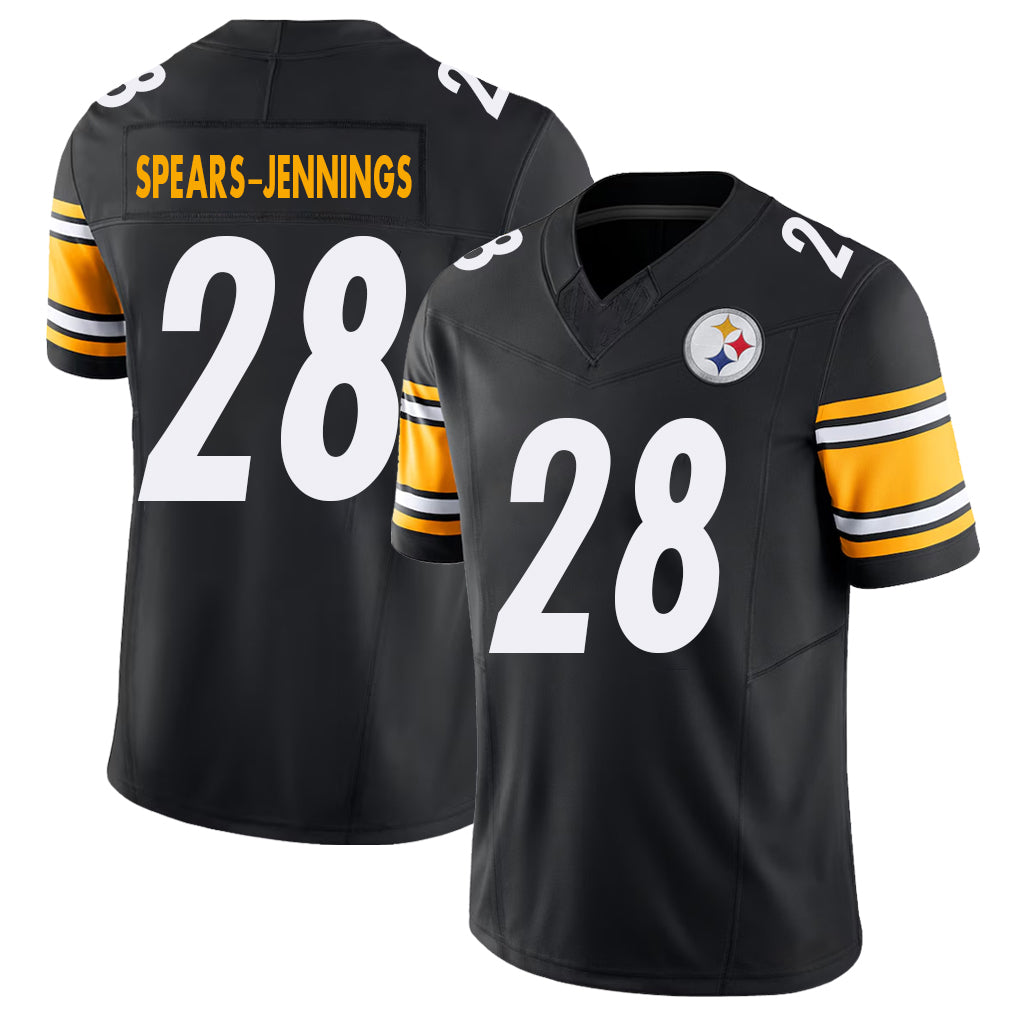 Pittsburgh #28 Spears-Jennings Player Football V Neck Short Sleeve Black Jersey Robert For Men Youth Women Gift