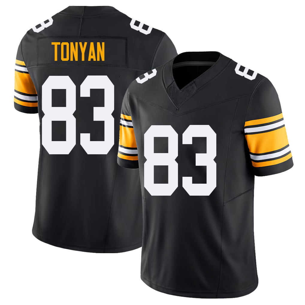 Pittsburgh #83 Tonyan Black Player Football V Neck Short Sleeve Jersey Robert For Men Youth Women Gift