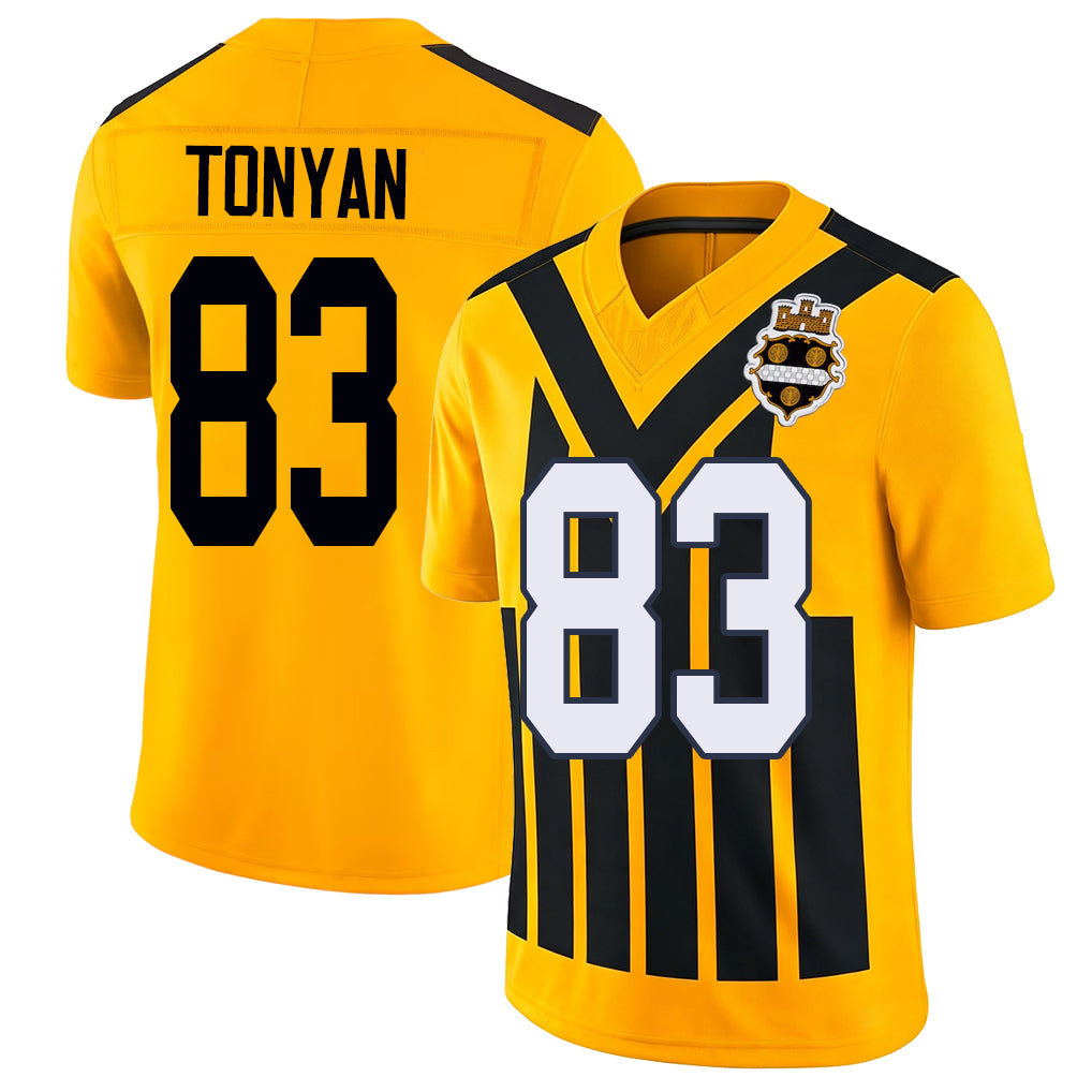 Pittsburgh #83 Tonyan Player Football V Neck Short Sleeve Gold Jersey Robert For Men Youth Women Gift