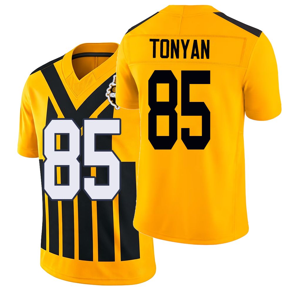 Pittsburgh #85 Tonyan Player Football V Neck Short Sleeve Gold Jersey Robert For Men Youth Women Gift