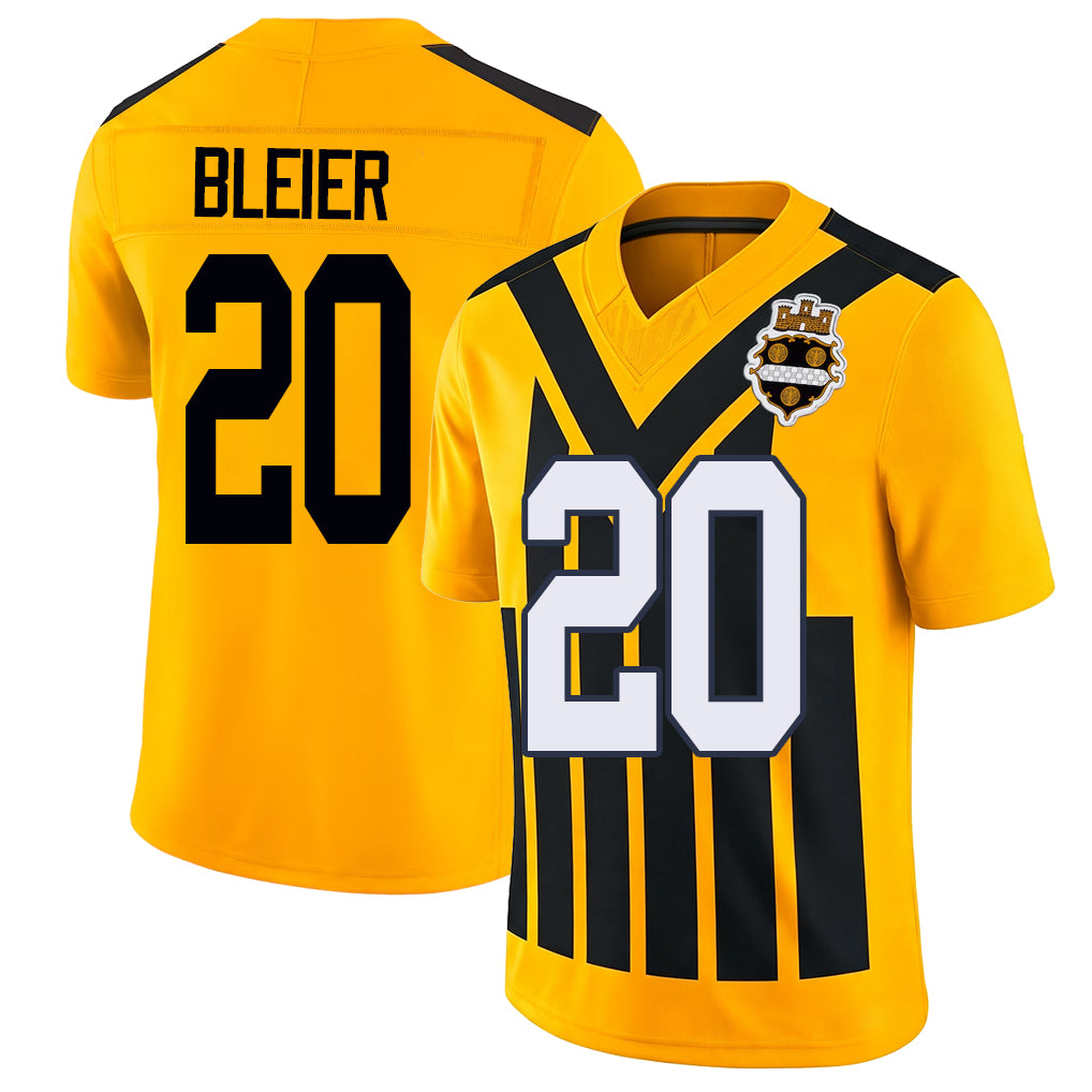 Pittsburgh #20 Bleier Player Football V Neck Short Sleeve Gold Jersey Rocky For Men Youth Women Gift
