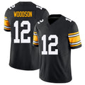 Pittsburgh #12 Woodson Black Player Football V Neck Short Sleeve Jersey Rod For Men Youth Women Gift