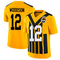 Pittsburgh #12 Woodson Player Football V Neck Short Sleeve Gold Jersey Rod For Men Youth Women Gift