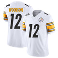 Pittsburgh #12 Woodson Player Football V Neck Short Sleeve White Jersey Rod For Men Youth Women Gift