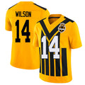 Pittsburgh #14 Wilson Player Football V Neck Short Sleeve Gold Jersey Roman For Men Youth Women Gift