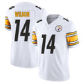 Pittsburgh #14 Wilson Player Football V Neck Short Sleeve White Jersey Roman For Men Youth Women Gift