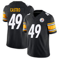 Pittsburgh #49 Castro Player Football V Neck Short Sleeve Black Jersey Sebastian For Men Youth Women Gift
