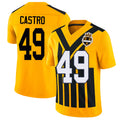 Pittsburgh #49 Castro Player Football V Neck Short Sleeve Gold Jersey Sebastian For Men Youth Women Gift