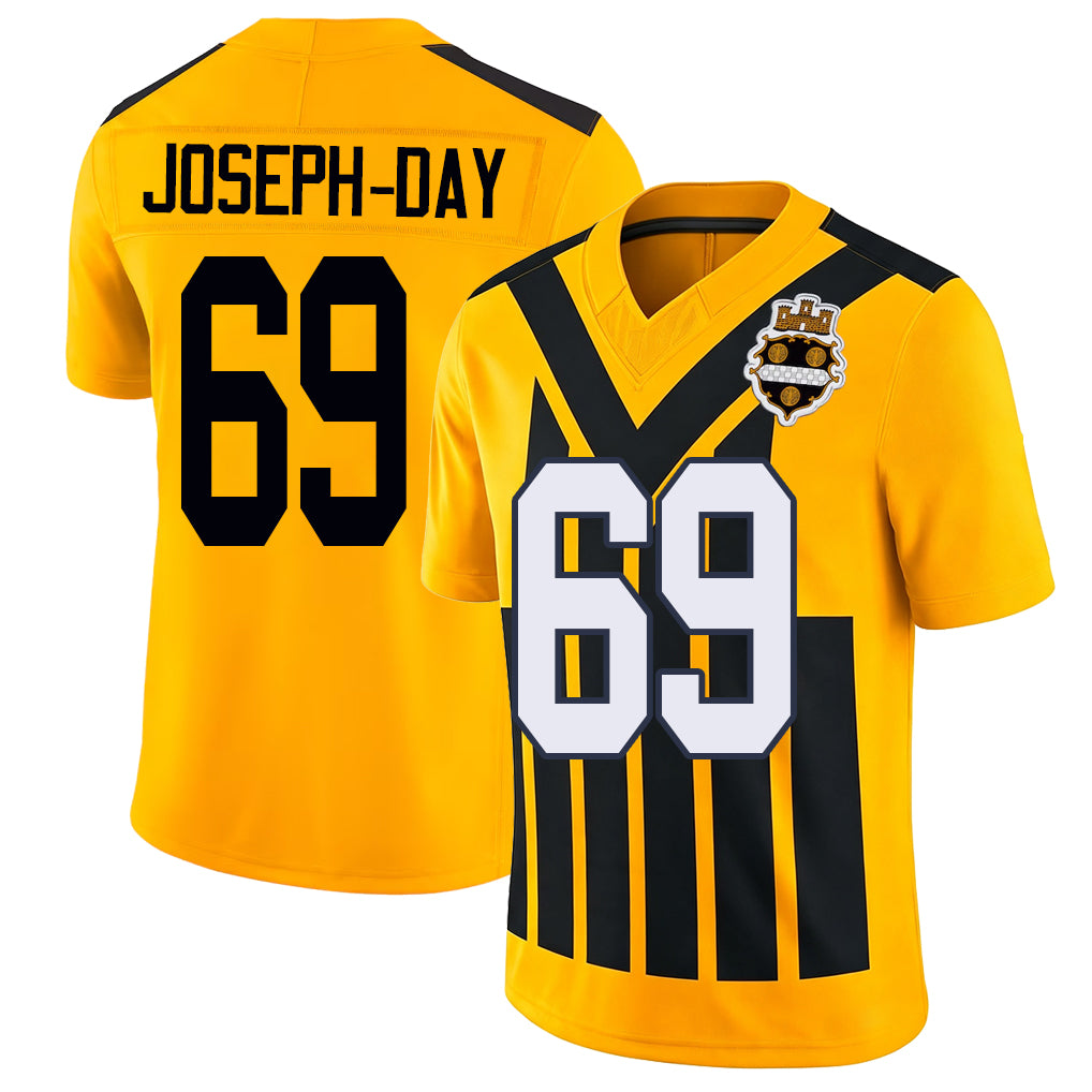 Pittsburgh #69 Joseph-Day Player Football V Neck Short Sleeve Gold Jersey Sebastian For Men Youth Women Gift
