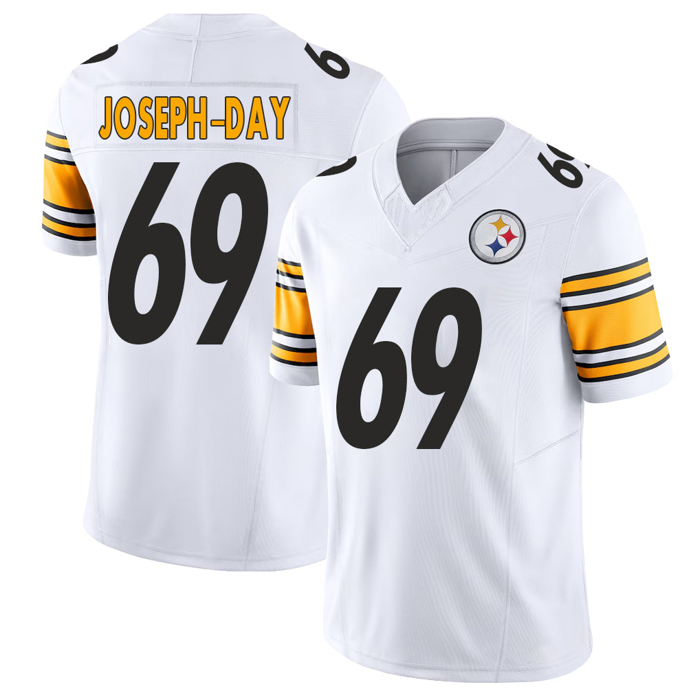 Pittsburgh #69 Joseph-Day Player Football V Neck Short Sleeve White Jersey Sebastian For Men Youth Women Gift
