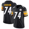 Pittsburgh #74 Anderson Player Football V Neck Short Sleeve Black Jersey Spencer For Men Youth Women Gift