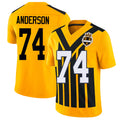 Pittsburgh #74 Anderson Player Football V Neck Short Sleeve Gold Jersey Spencer For Men Youth Women Gift