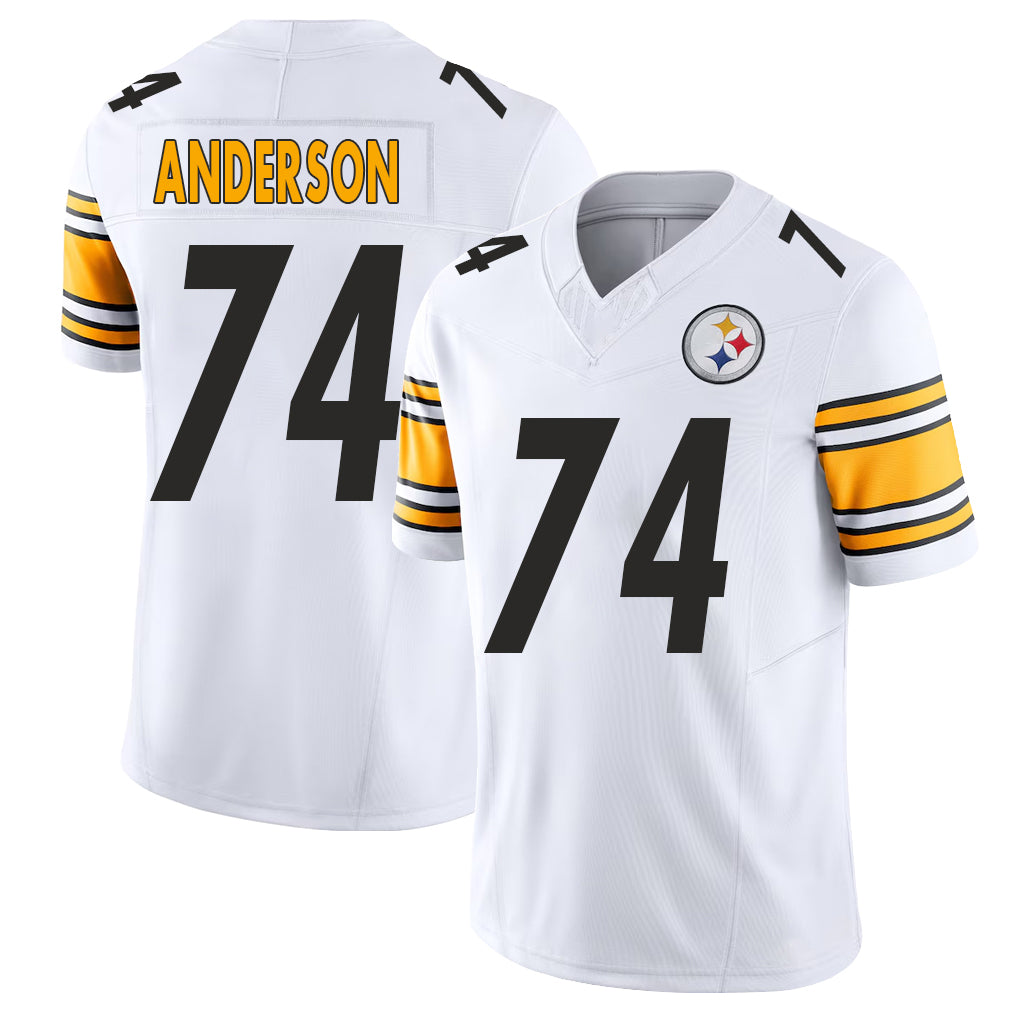 Pittsburgh #74 Anderson Player Football V Neck Short Sleeve White Jersey Spencer For Men Youth Women Gift