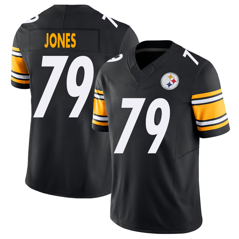 Pittsburgh #79 Jones Player Football V Neck Short Sleeve Black Jersey Steven For Men Youth Women Gift