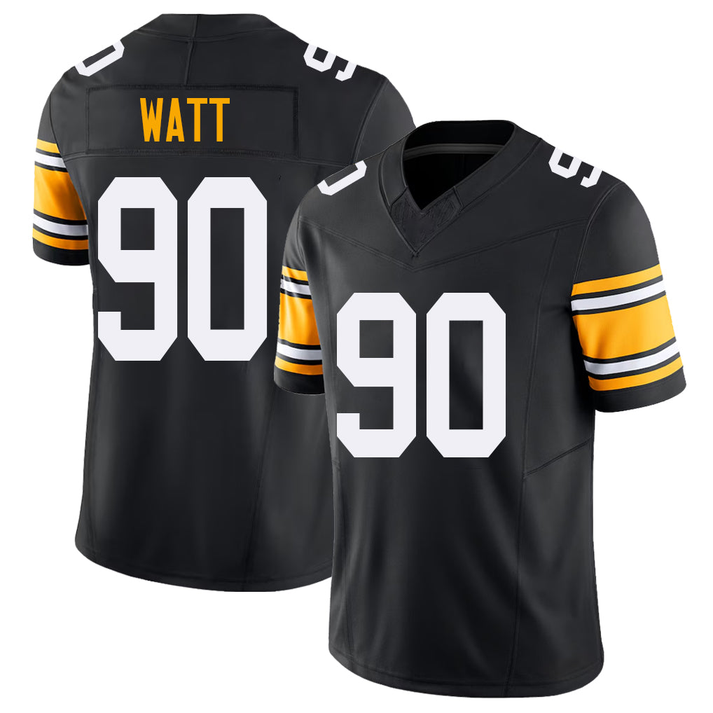 Pittsburgh #90 Watt Black Player Football V Neck Short Sleeve Jersey T.J. For Men Youth Women Gift