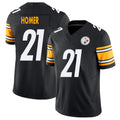Pittsburgh #21 Homer Player Football V Neck Short Sleeve Black Jersey Travis For Men Youth Women Gift