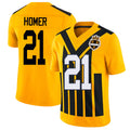 Pittsburgh #21 Homer Player Football V Neck Short Sleeve Gold Jersey Travis For Men Youth Women Gift