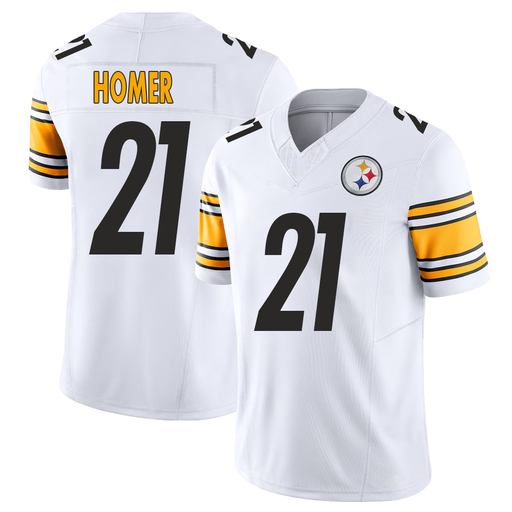 Pittsburgh #21 Homer Player Football V Neck Short Sleeve White Jersey Travis For Men Youth Women Gift