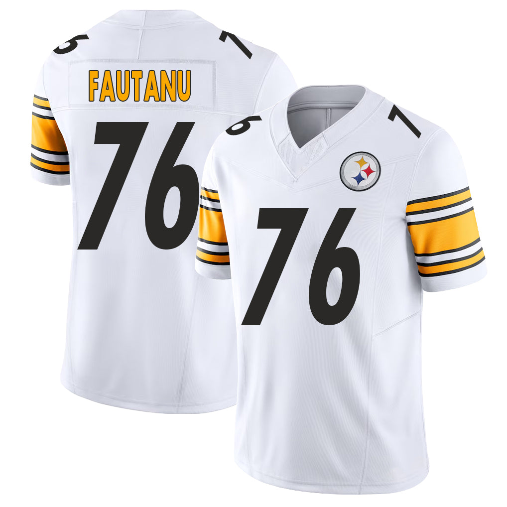 Pittsburgh #76 Fautanu Player Football V Neck Short Sleeve White Jersey Troy For Men Youth Women Gift