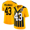 Pittsburgh #43 Polamalu Player Football V Neck Short Sleeve Gold Jersey Troy For Men Youth Women Gift