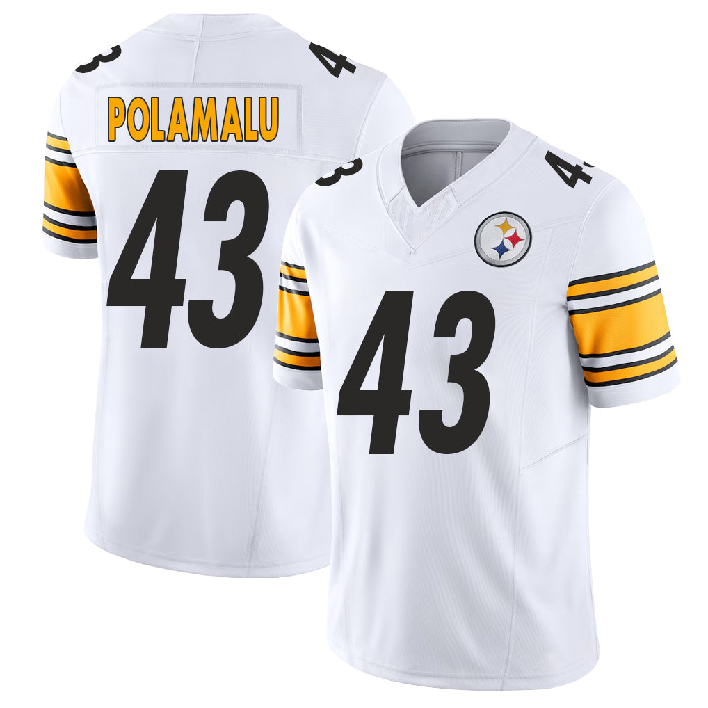 Pittsburgh #43 Polamalu Player Football V Neck Short Sleeve White Jersey Troy For Men Youth Women Gift